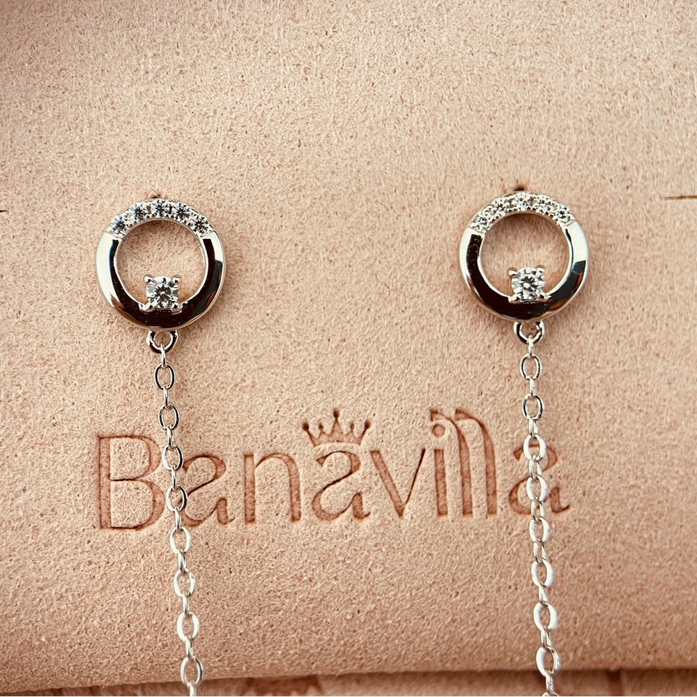 2.1ctw Moissanite Dangle Chain Stud Earrings S925 - Picture 5 of 6